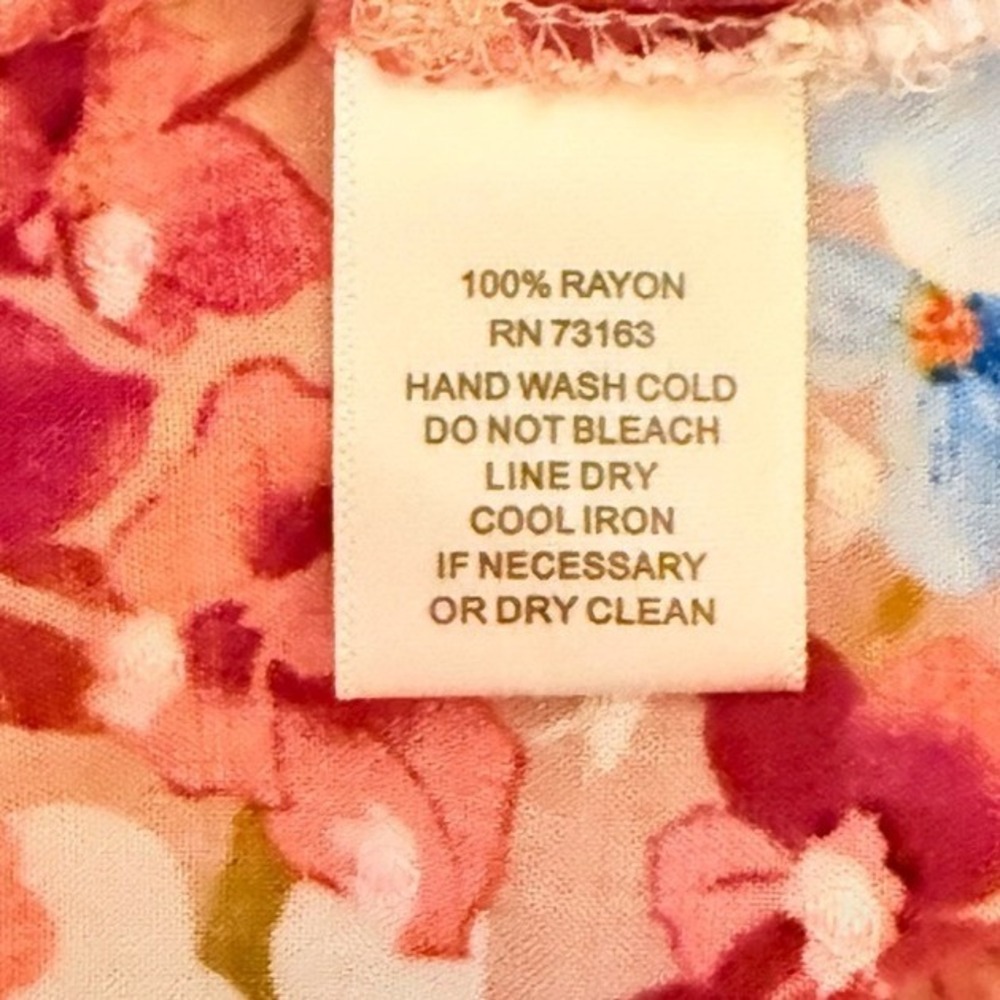 Cupio Floral V-Neck Blouse with sleeve accent/ drama size XL slub detail - Picture 7 of 9